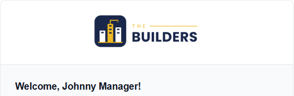 Welcome email to a new portal user, showing the company's own logo and name